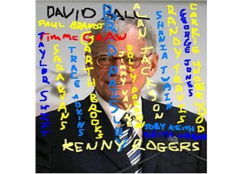 Most Country Music Artists\' Names Painted Over An Image Of David Letterman