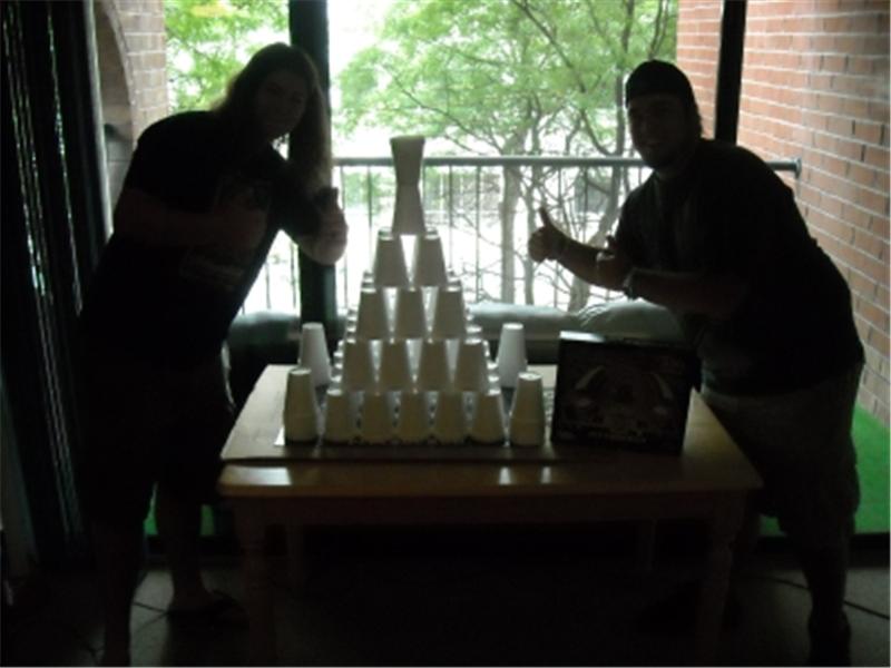 Largest Styrofoam Cup Pyramid On Top Of A Puzzle