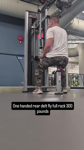 One Handed Rear Delt Flies Full Rack 300 Pounds