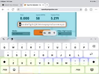 Fastest Time to Type the ABCs (Mobile)