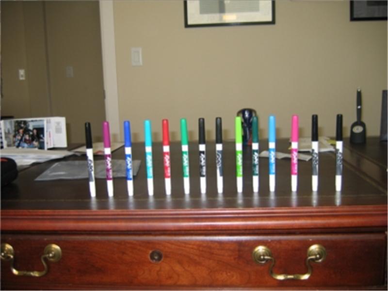 Most Expo Dry Erase Markers Stood On End At Once