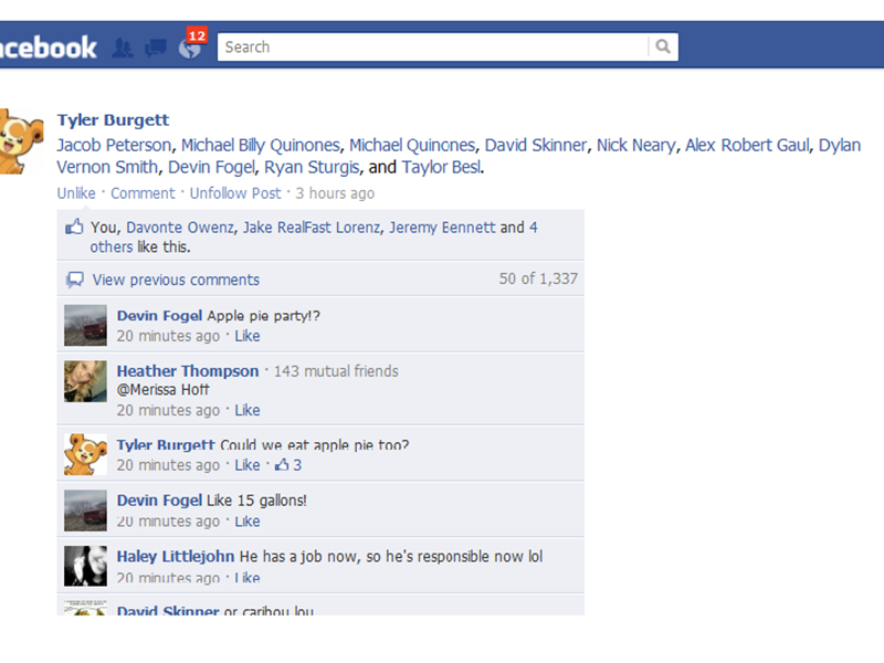 Most Comments On A Facebook Status Update