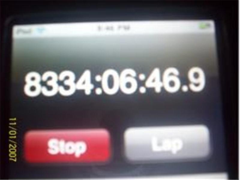 Most Hours Logged On An iPod Stopwatch
