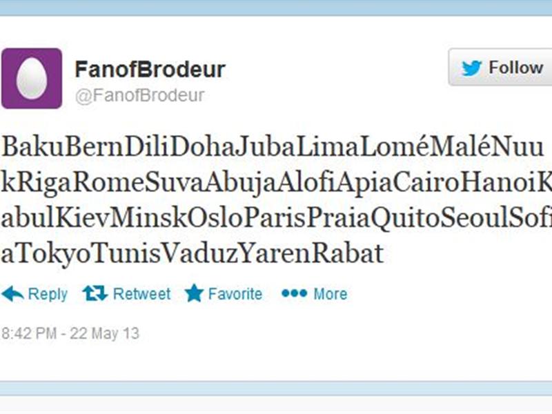  Most National Capitals Named In A Single Tweet