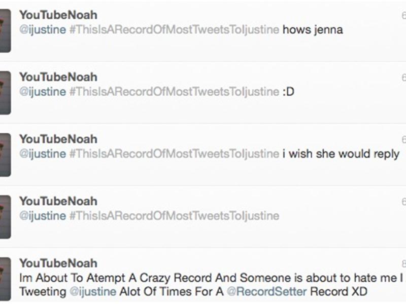 Most Tweets To @ijustine On Twitter