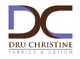 The logo or business face of "Dru Christine Fabrics and Design "