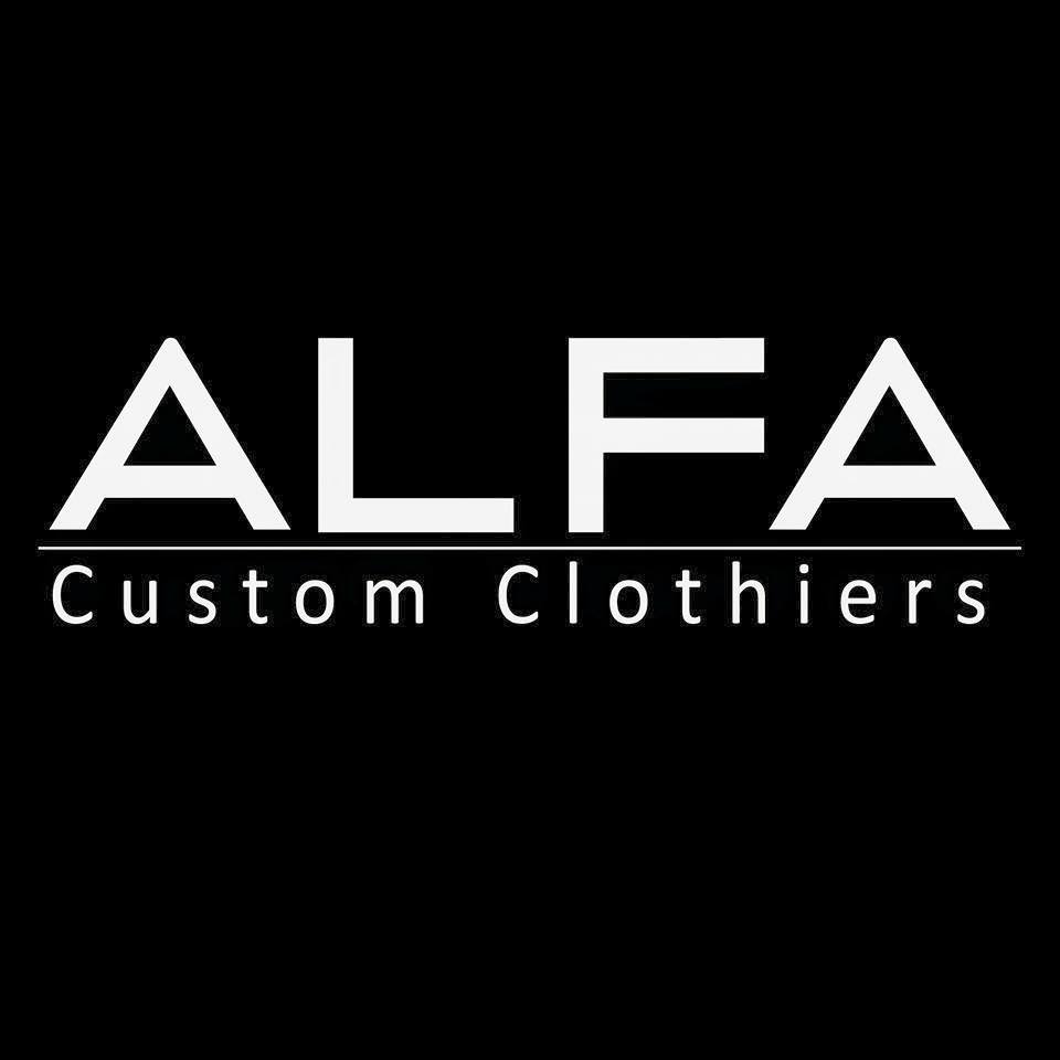 The logo or business face of "ALFA Custom Clothiers"