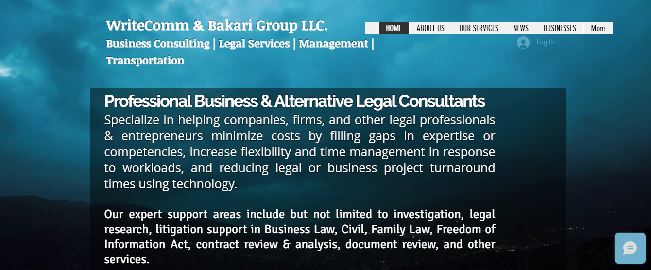 The logo or business face of "WriteComm & Bakari Group LLC. D.B.A. Bakari Group Logistics"