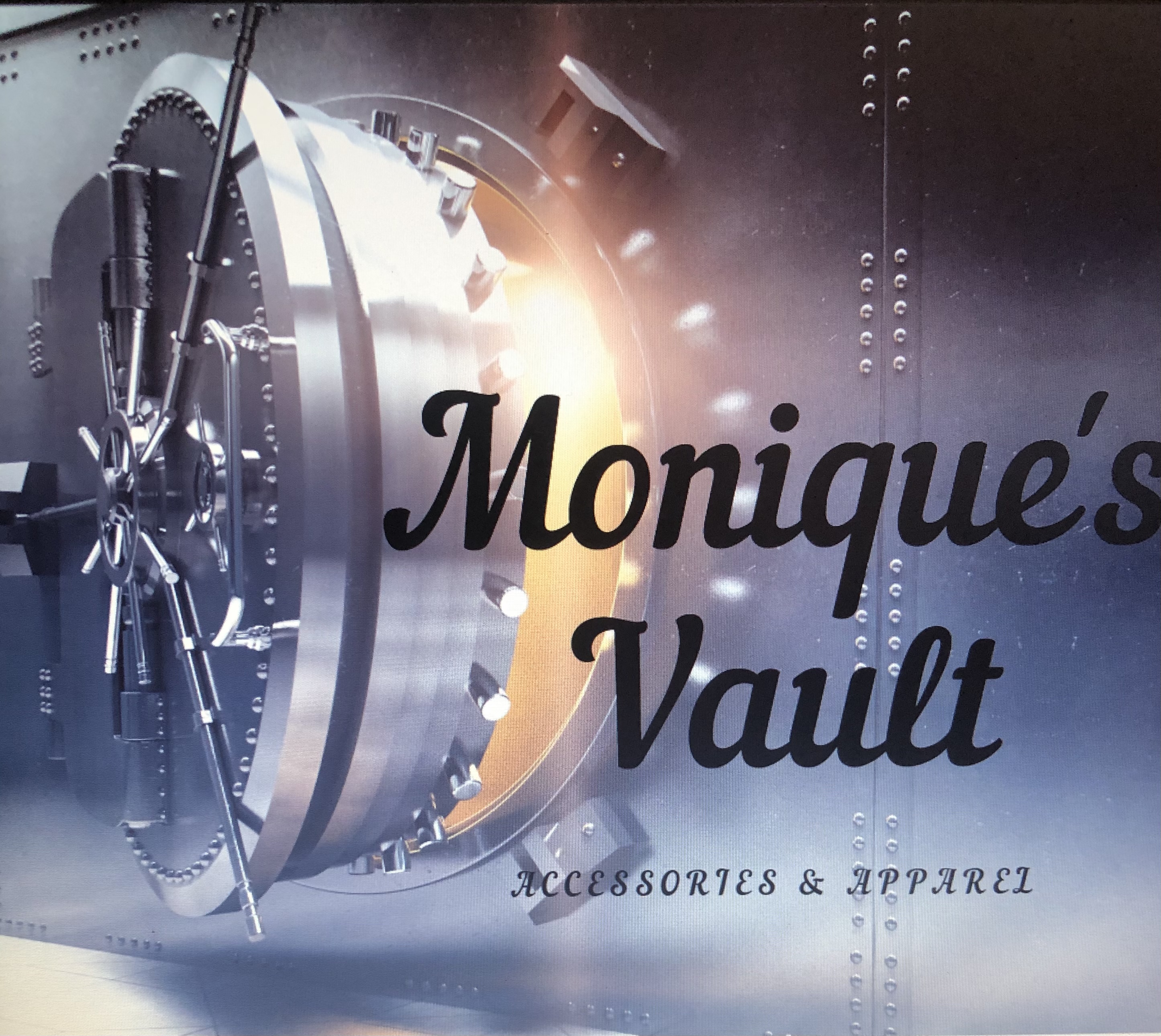 The logo or business face of "Monique’s Vault Accessories & Apparel "