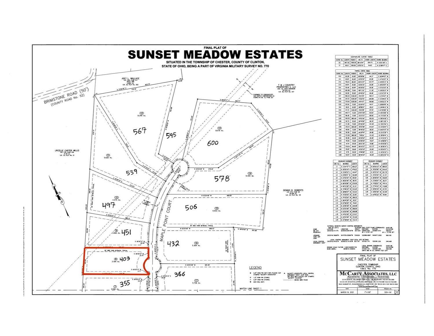 403 Maple Point Ct, 1801726, Chester Twp, Vacant Land / Lot,  for sale, Lori  Newsom, Plum Tree Realty