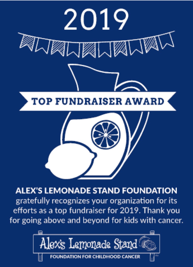 Alex's Lemonade Stand 2019 award