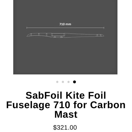 SabFoil Kite Foil Fuselage 710 for Carbon Mast or Slingshot Aluminum Mast