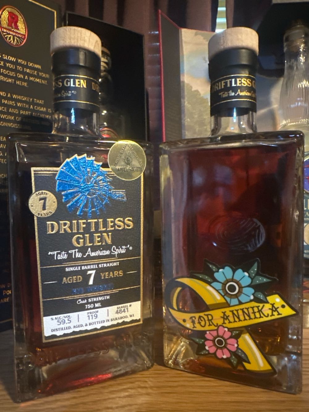 Driftless Glen 7 Year Single Barrel Straight Rye Barrel Society Pick “For Annika”