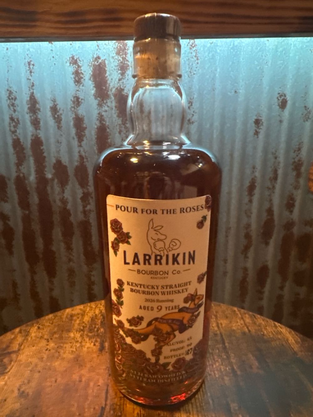 Larrikin 9 Year Straight Bourbon 2026 Pour For The Roses Bottle # 187