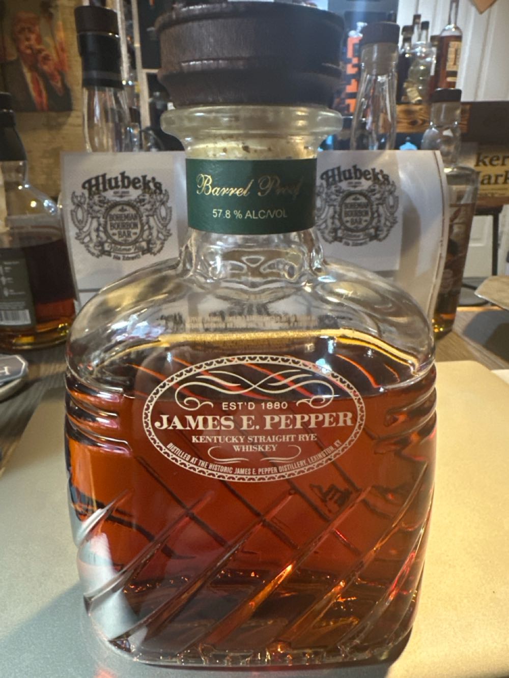 James E Pepper Decanter Barrel Proof Rye