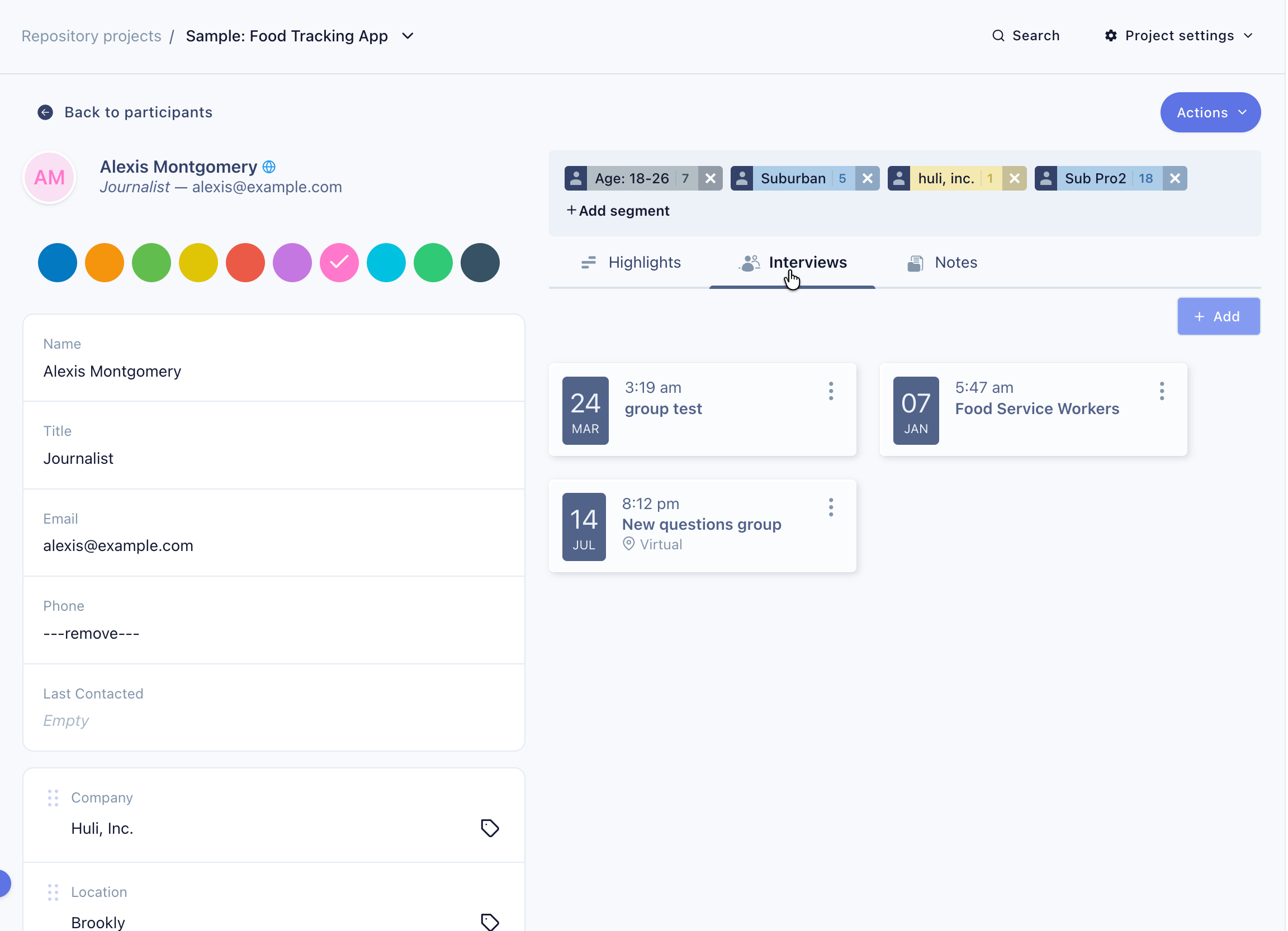 Create interviews for participants