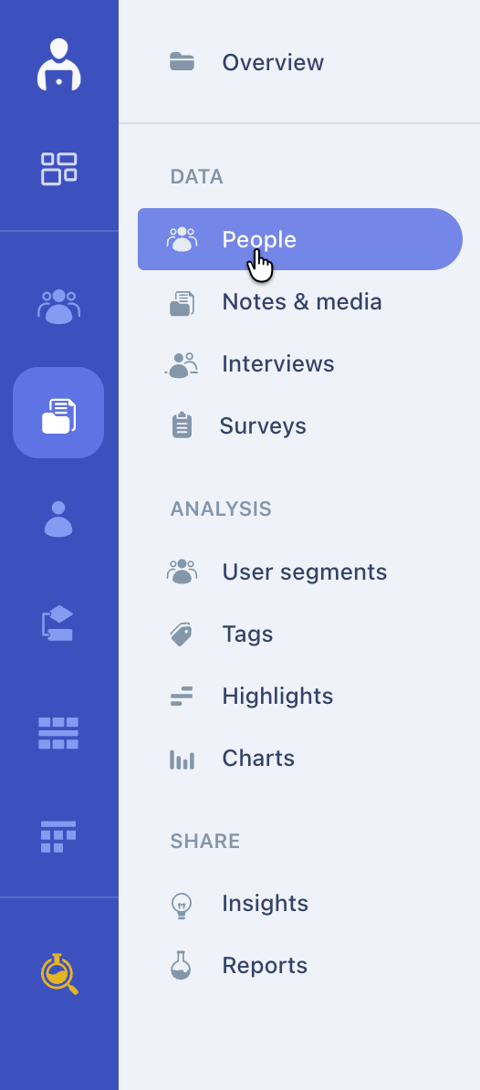 People section in left navigation menu