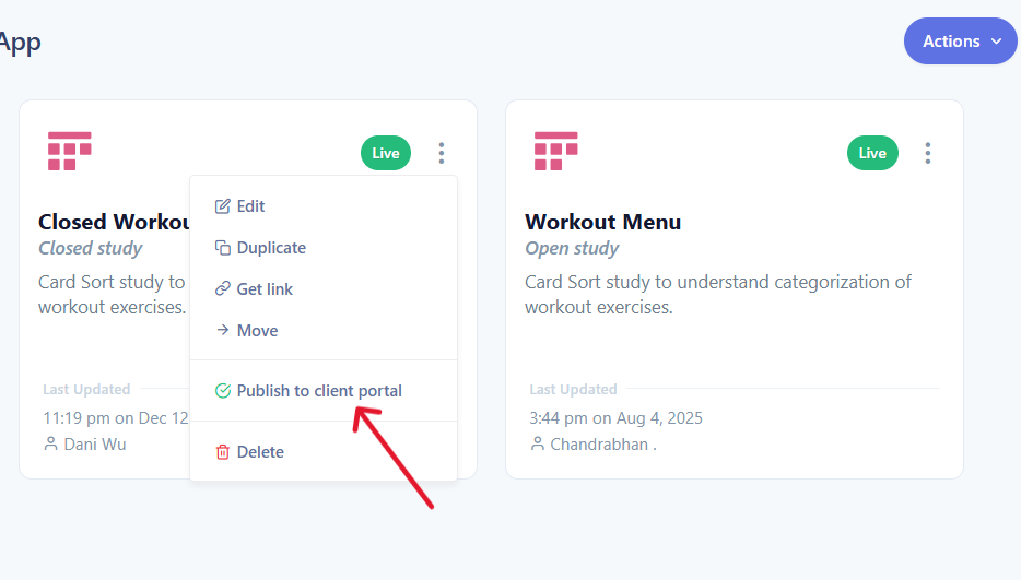 Sort Vip Client Publish card sort results on client portal