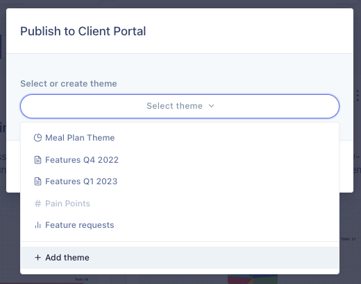 Create themes from publish modal