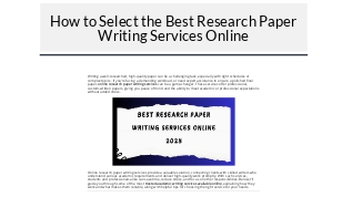 How to Select the Best Research Paper Writing Services Online on emaze