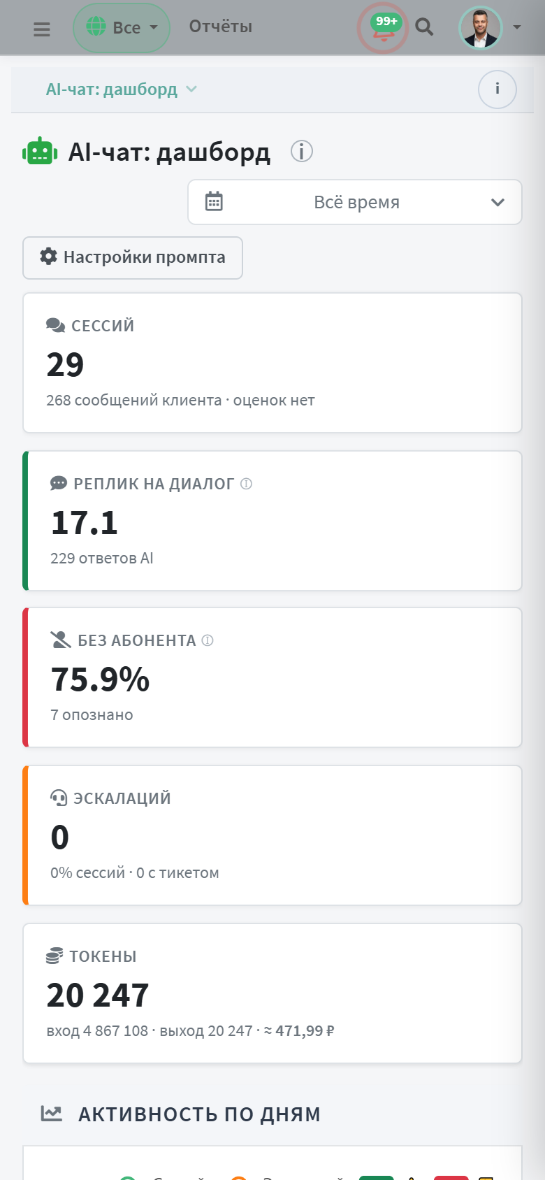 AI-дашборд на телефоне