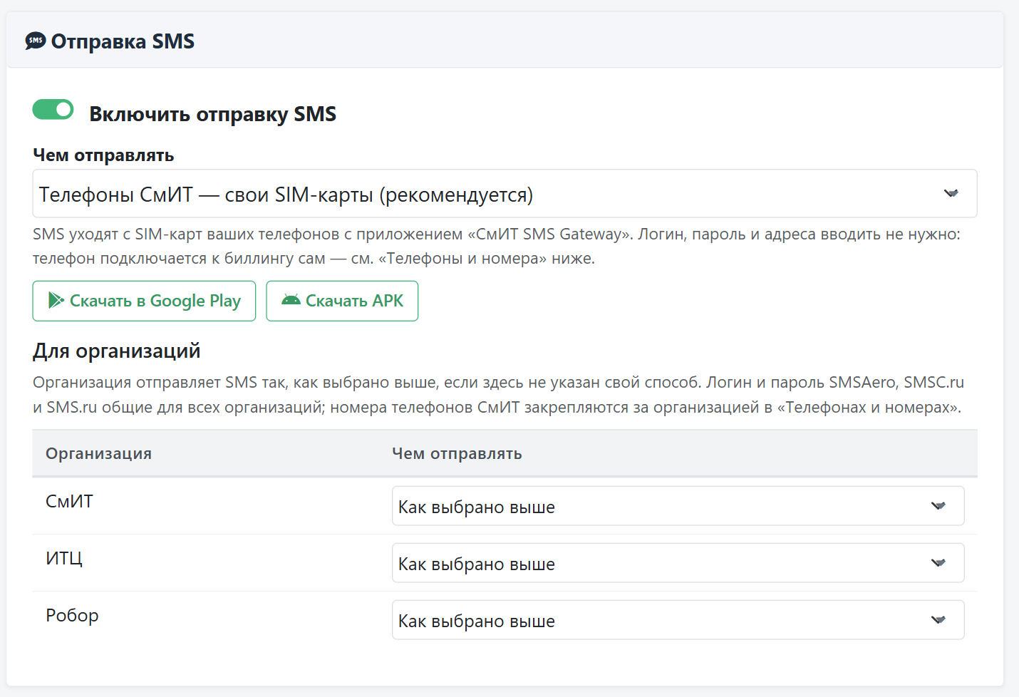 Отправка SMS: способ по умолчанию, кнопки скачивания приложения и способы организаций