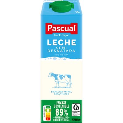 Pascual Pascual Leche de vaca semidesnatada, de bienestar animal  garantizado 6 x 1.5 l