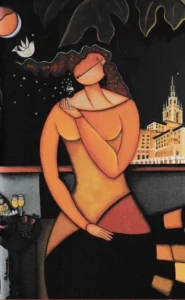 woman silhouette painting