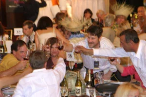 people toasting during a meeting