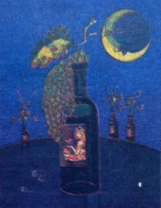 wine painting under the moon