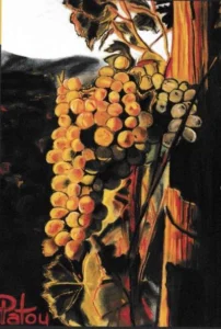 abstract painting of grapes