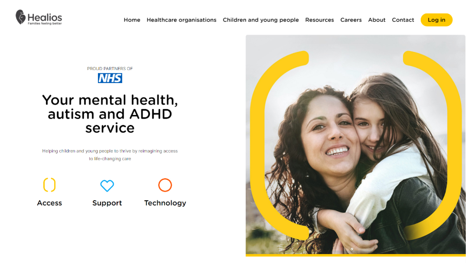screen capture of the Healios homepage