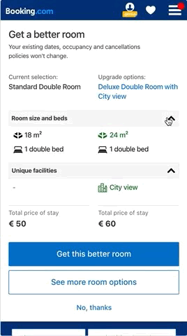 Optimising room comparison on mobile devices @ Booking.com