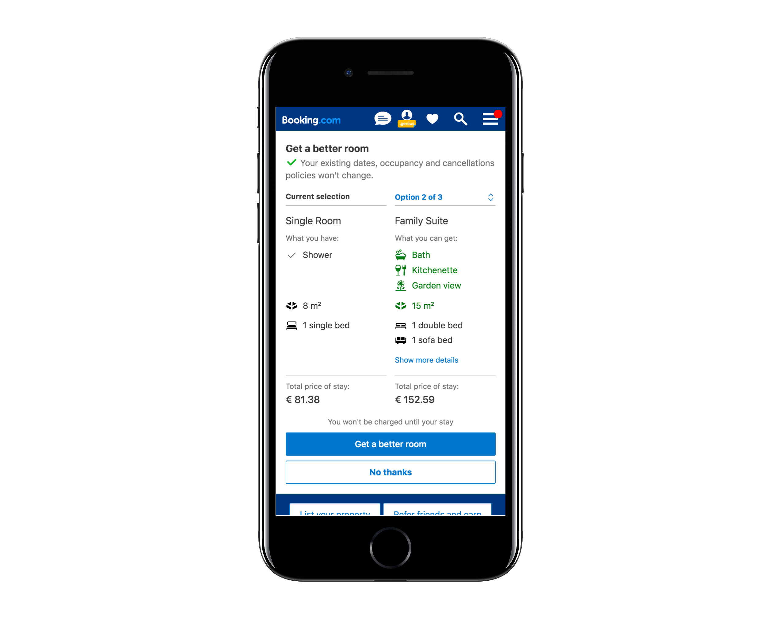 Optimising room comparison on mobile devices @ Booking.com