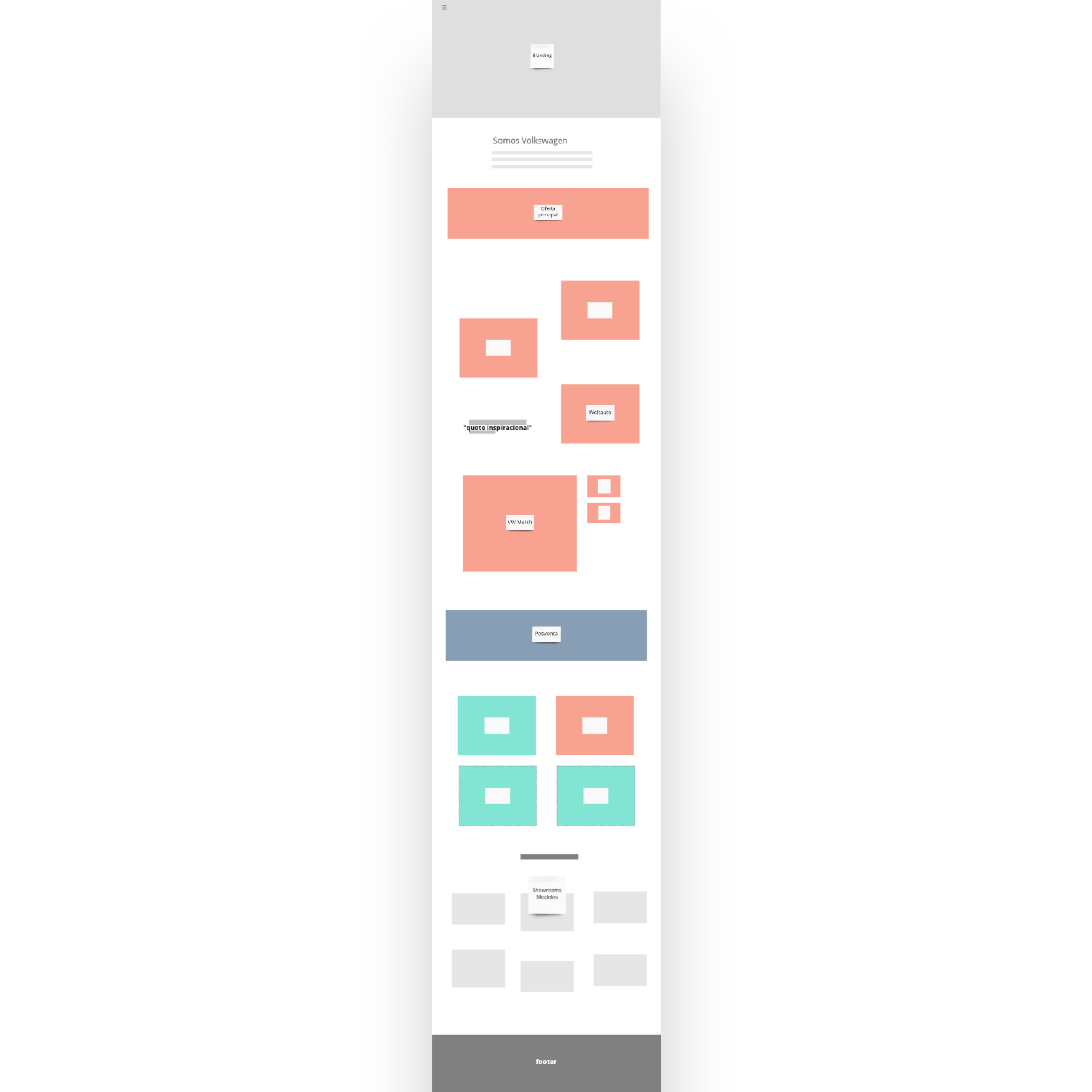 Lo-fi wireframe of launched homepage