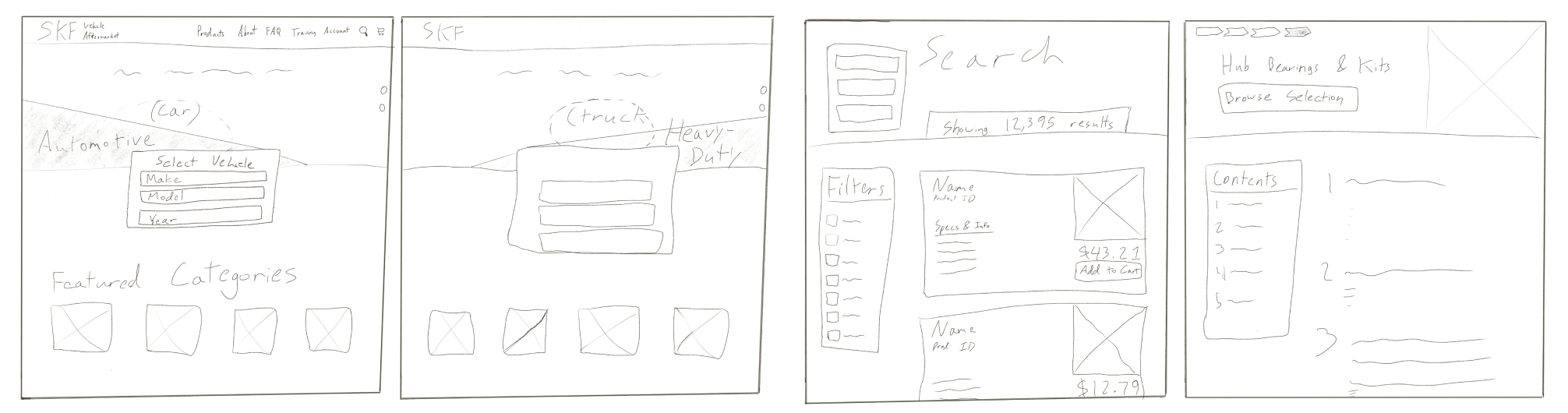 Sample of early UI sketches