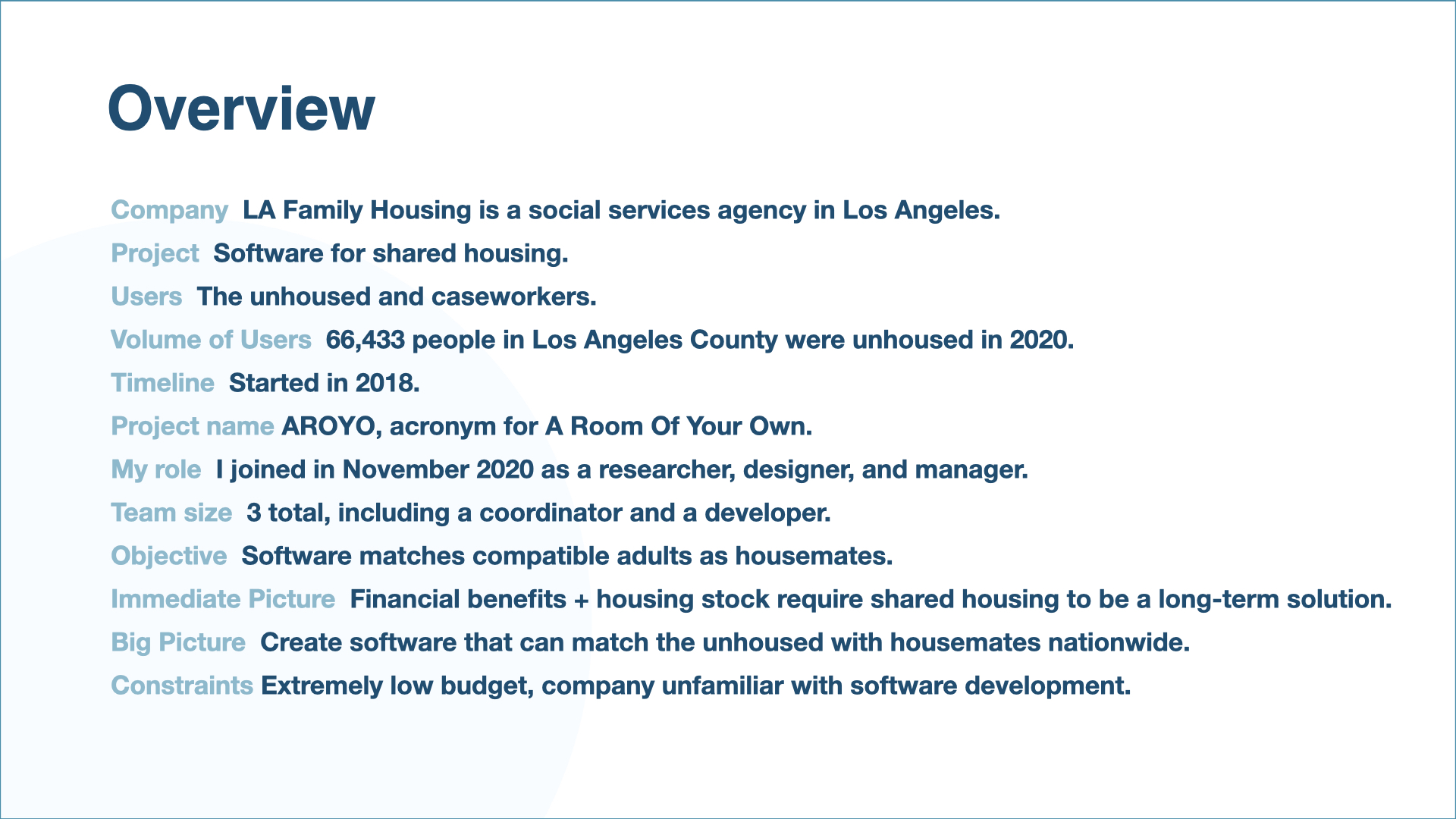 AROYO Shared Housing App - Project Manager and UX Researcher