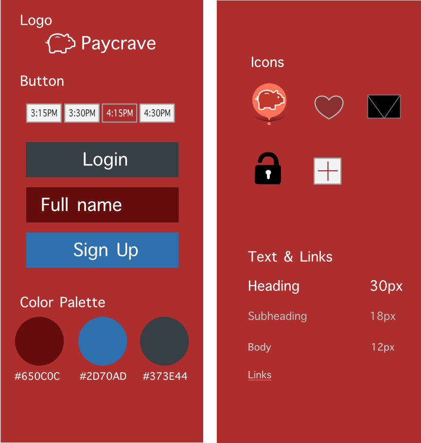 Style guide for Paycrave