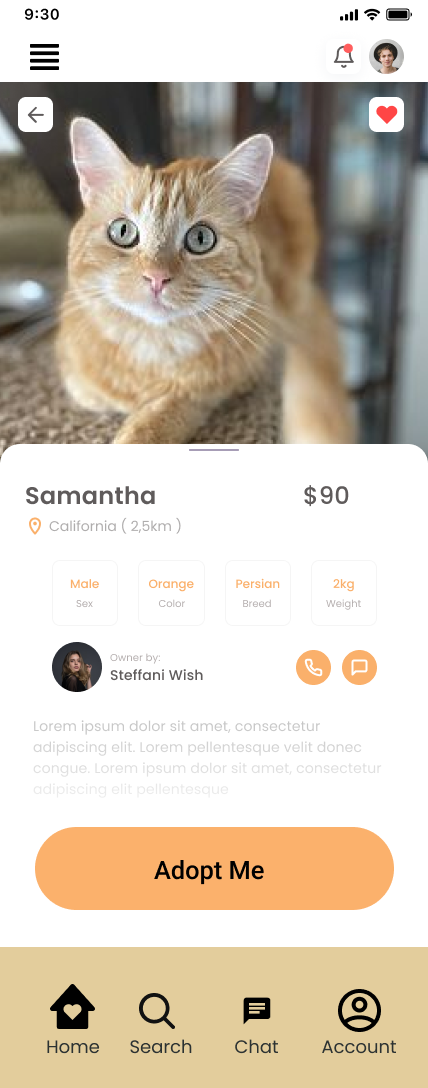 Screen design displayed in a mockup