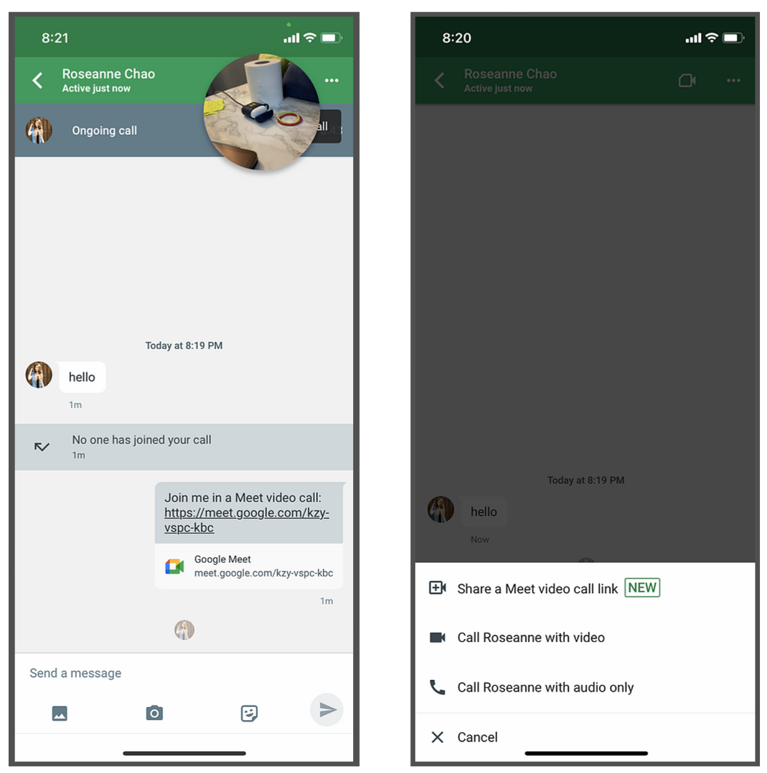 Google Hangouts keeps all chats. Users can call each other directly through the chat.