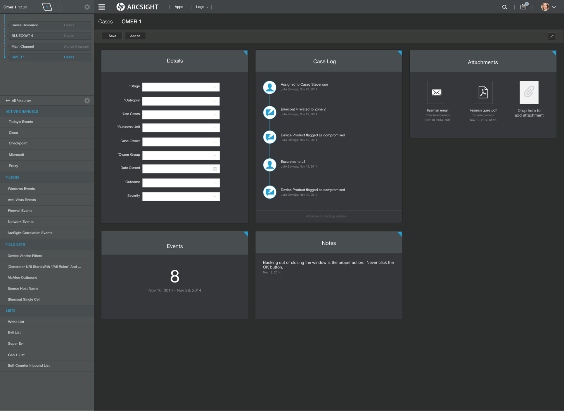 HP Archsight ESM