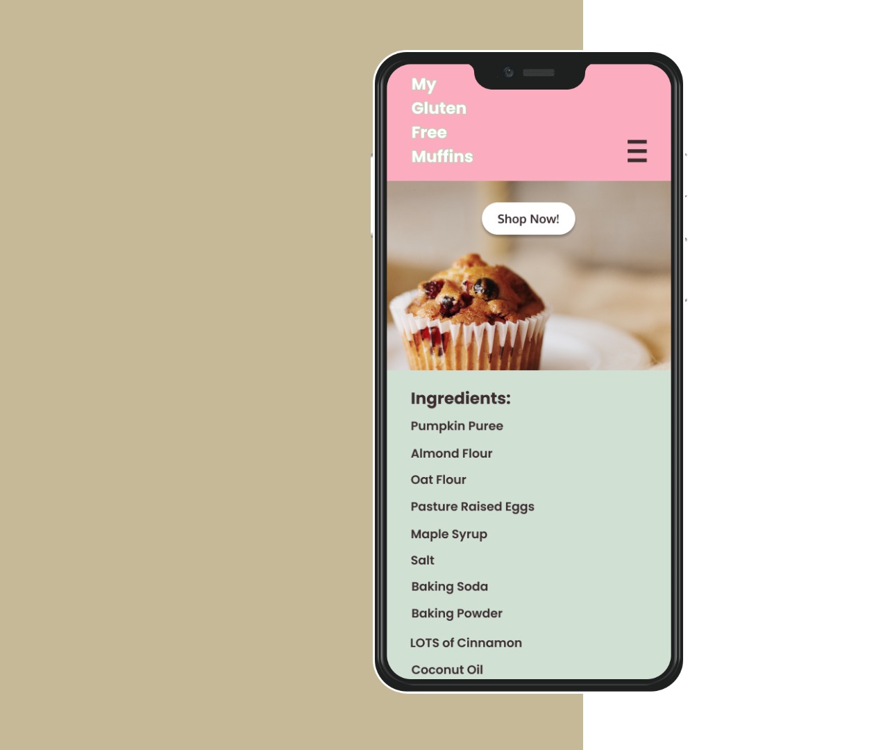 My Gluten Free Muffins Mobile Website