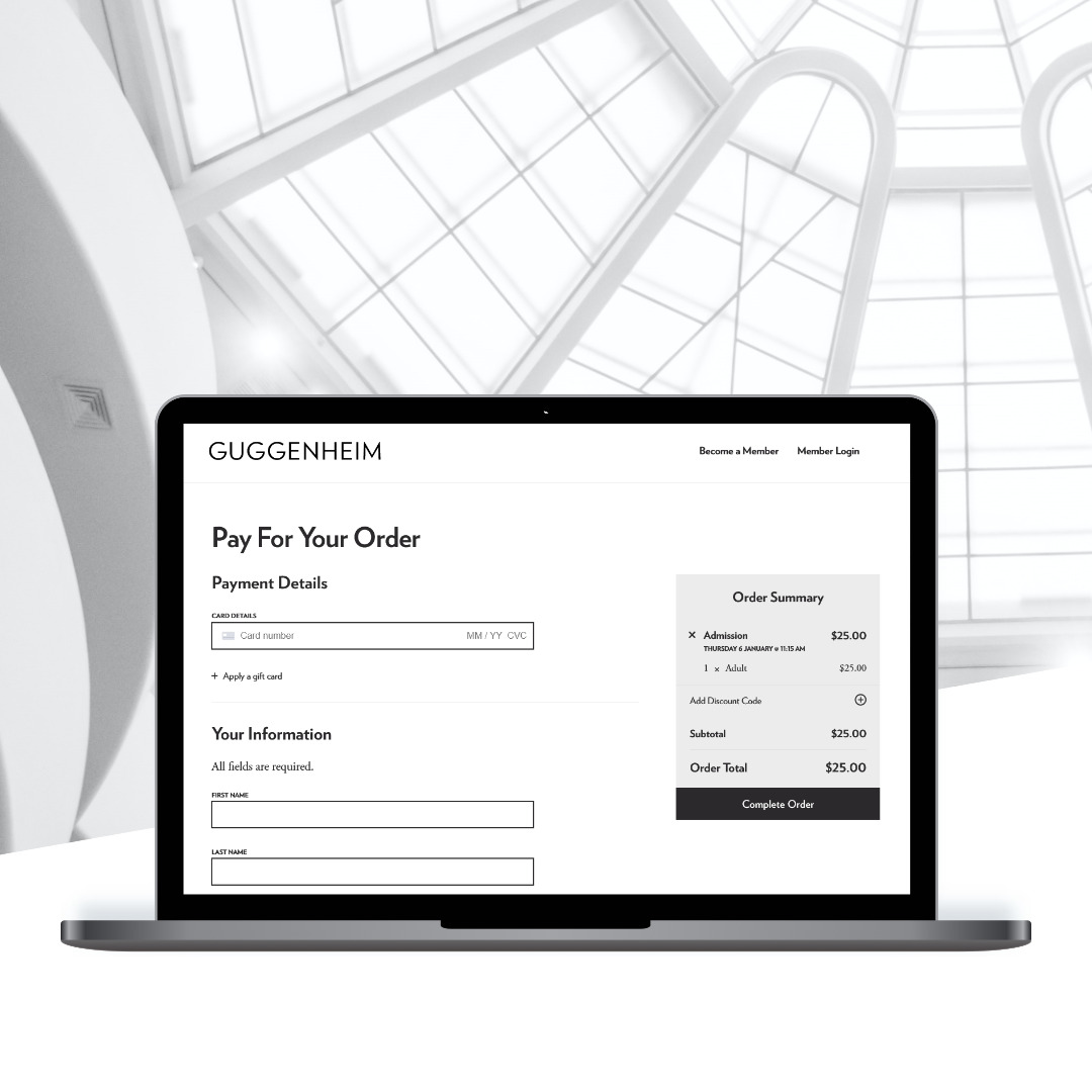 Solomon R. Guggenheim Museum: Ticketing Checkout Page for Desktop 