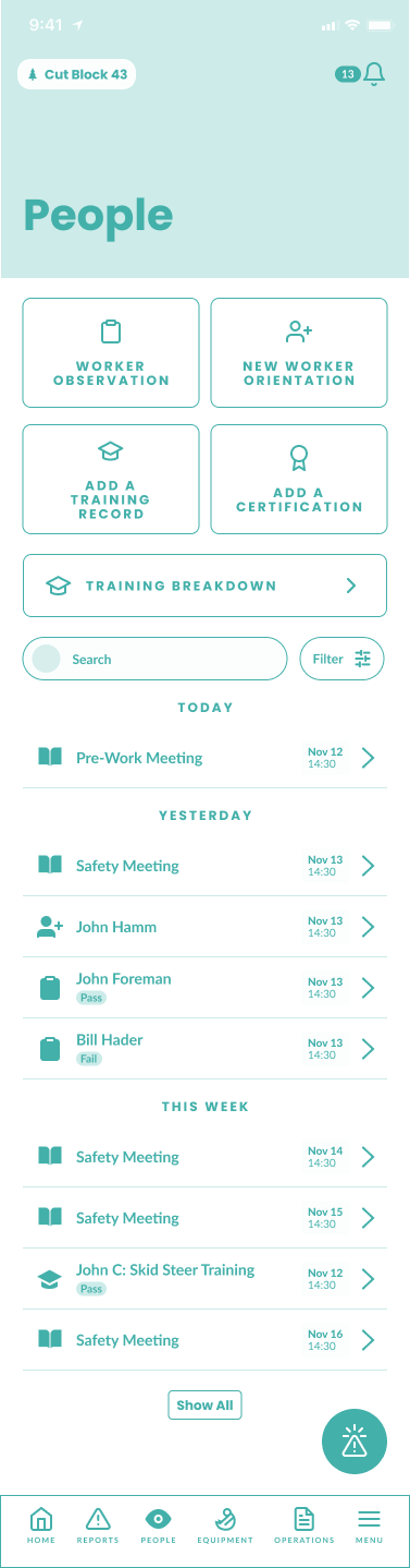 Screen design displayed in a mockup