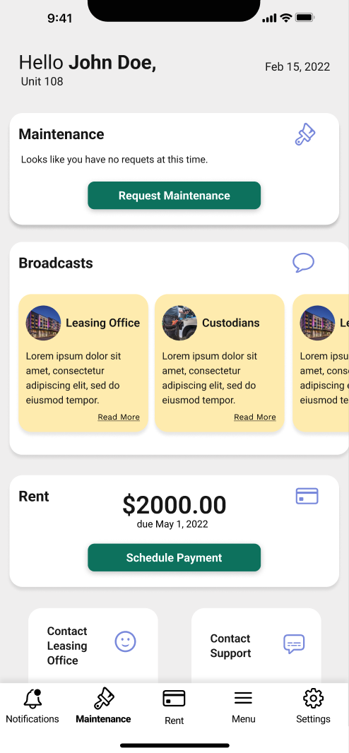 Screen design displayed in a mockup