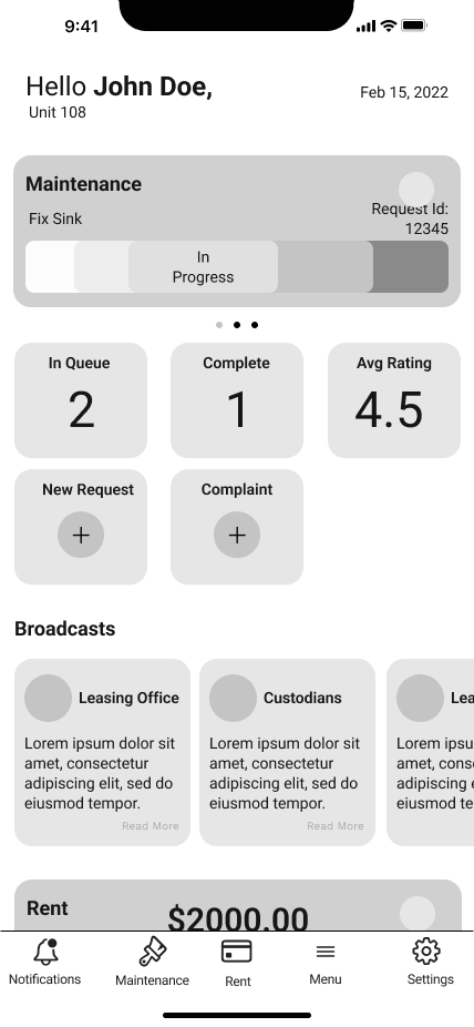 Screen design displayed in a mockup