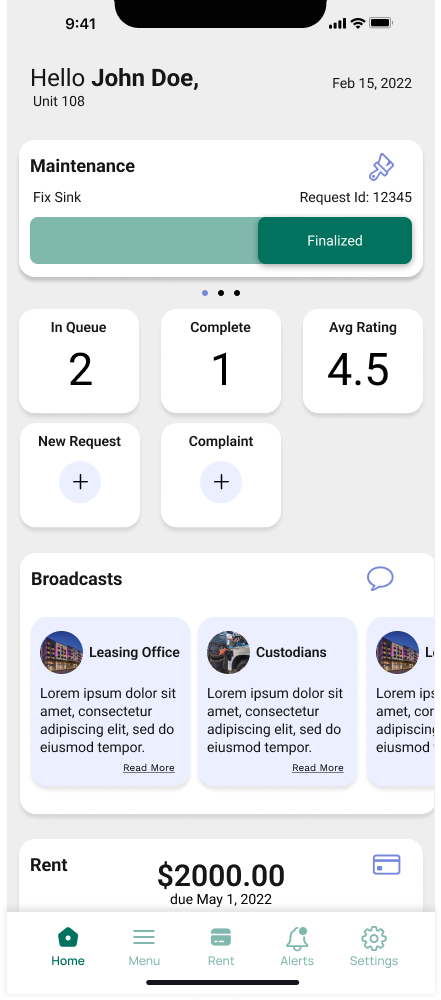 Screen design displayed in a mockup