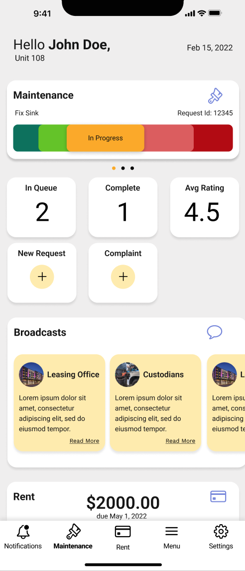 Screen design displayed in a mockup