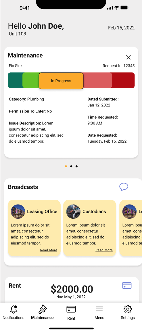 Screen design displayed in a mockup