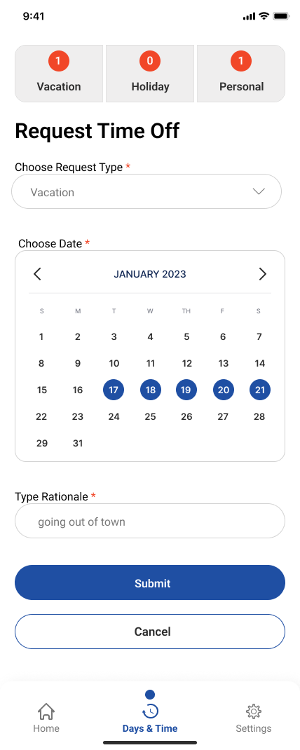 Screen design displayed in a mockup